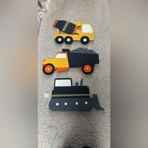 Construction Artwork Set‎ of 3 Wood Vehicles